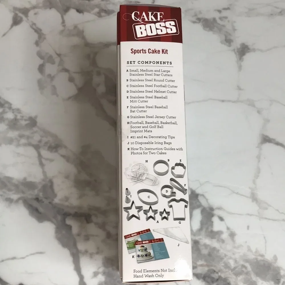 NIB Cake Boss Sports Cake Decorating Kit 28pc Baking Tools Set Football Baseball